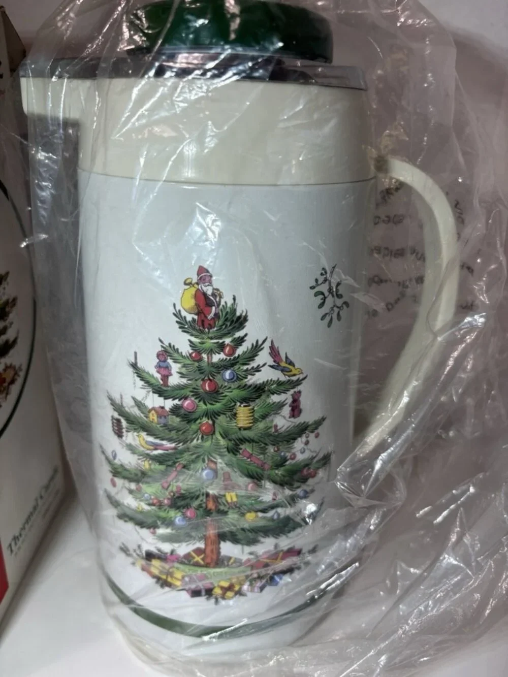 Vintage Spode Christmas Tree Insulated Thermal Carafe Thermos Pot Coffee Tea